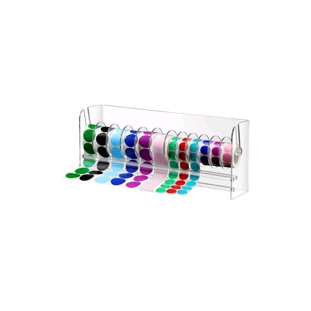 Qilery Adjust Label Dispenser Acrylic Roll Sticker Dispenser Sticker Hold 12Disk